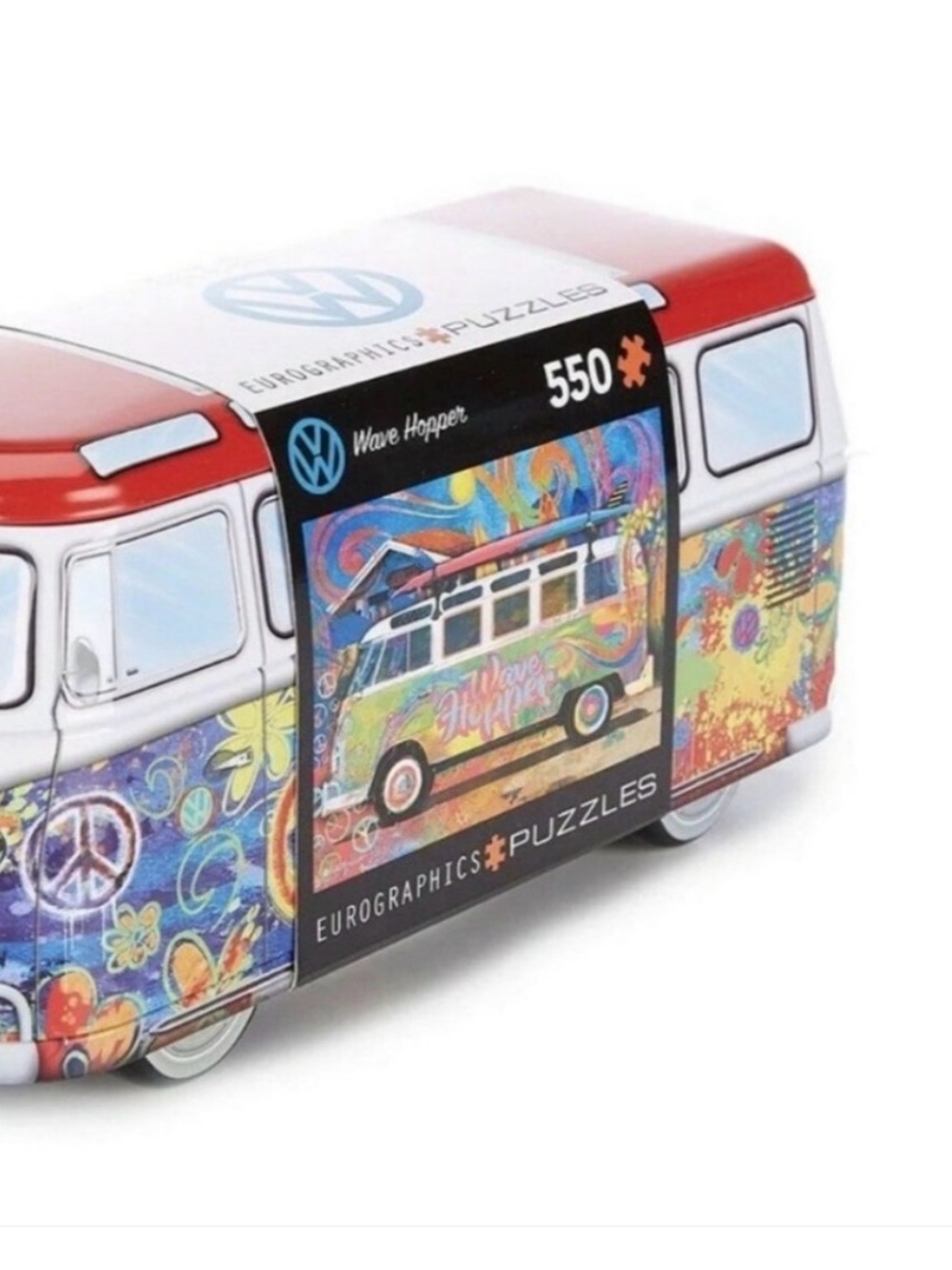 NEW Eurographics VW Volkswagen Bus Puzzle Tin Collectable Box 1960s PEACE-LOVE